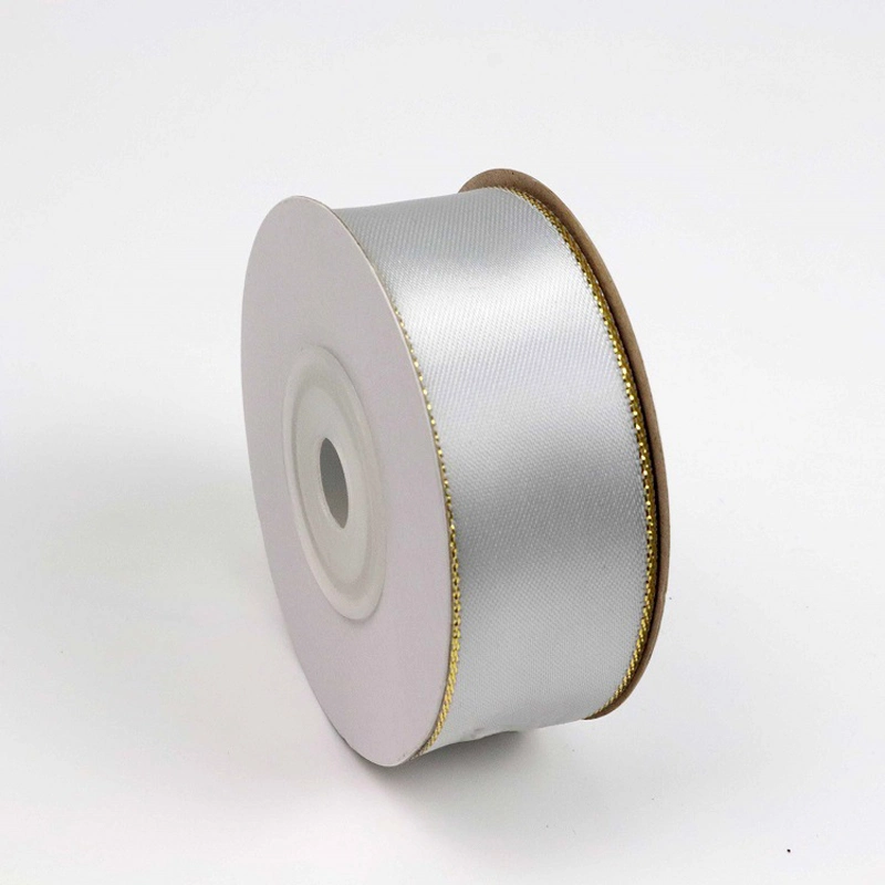Single Face Double Face Polyester Silk Satin Ribbon Wholesale/Supplier Satin Ribbon with Metallic Edge Suppliers