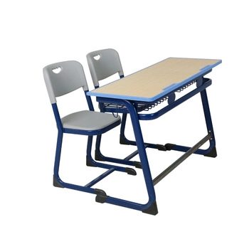 Double Student Desk and Chair MDF Board Melamine Cover Desktop School Furniture