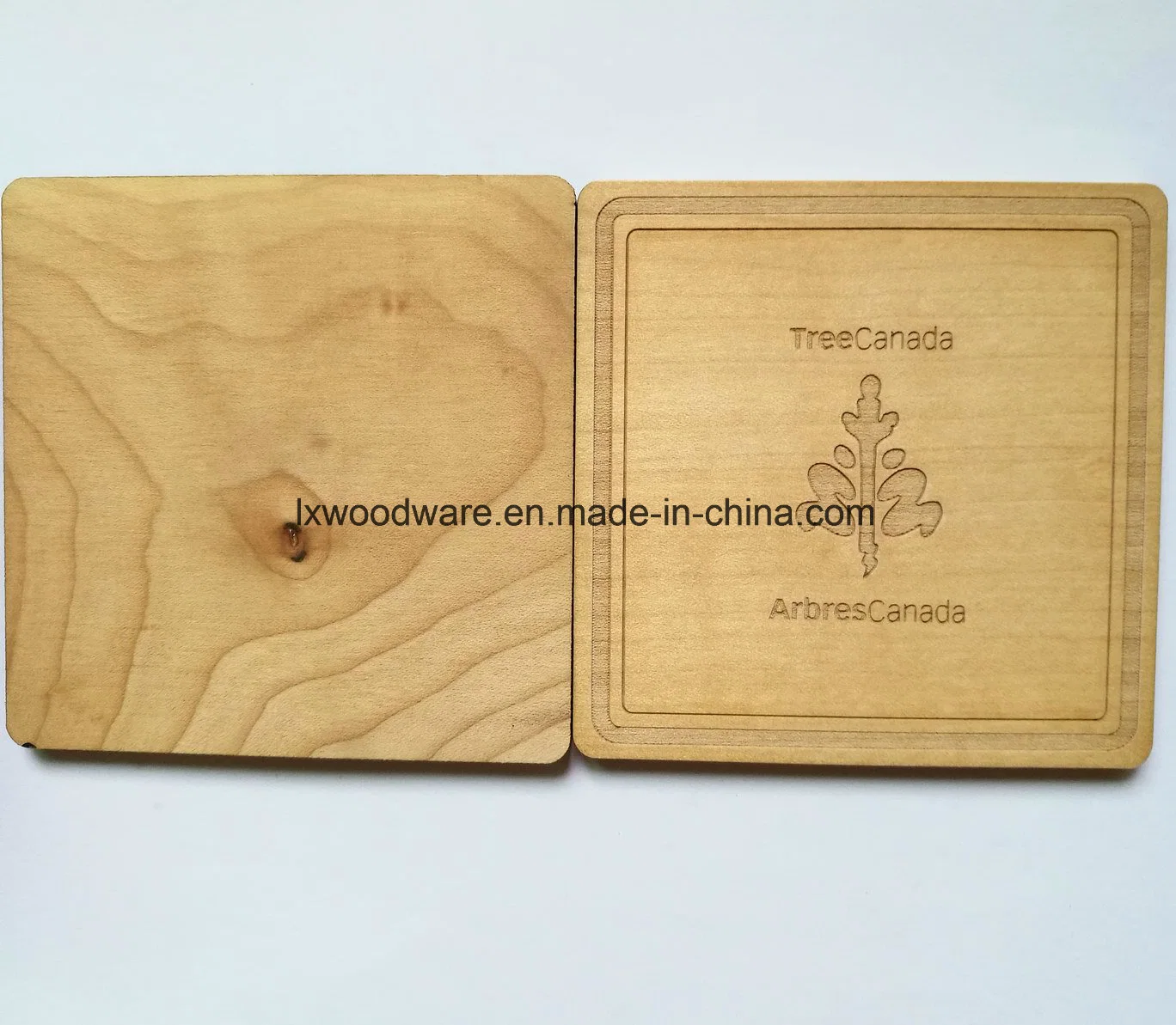 Custom Shape promocional regalo de madera Coaster en acabado mate