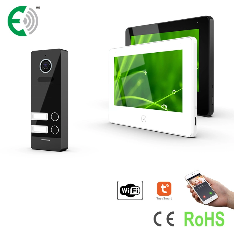 4-Wire 7"1080P WiFi Video Door Phone Intercom Kit with Night Vison Doorbell for 2 Family