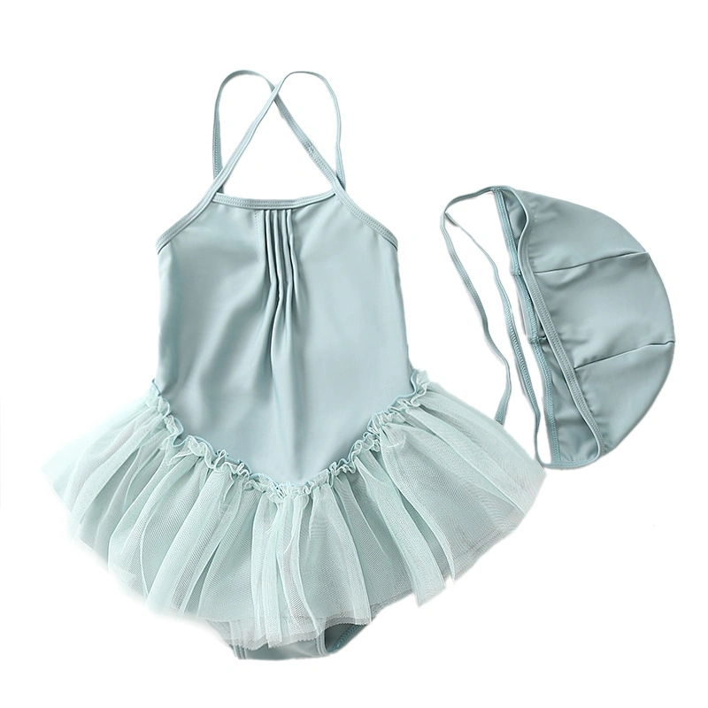 0m-8s Ins estilo Princesa coreana bebé niño bebé niñas niños de color verde oscuro elegante falda traje de baño de piezas de un traje de baño Trajes de Baño Traje de baño con tul Tutu