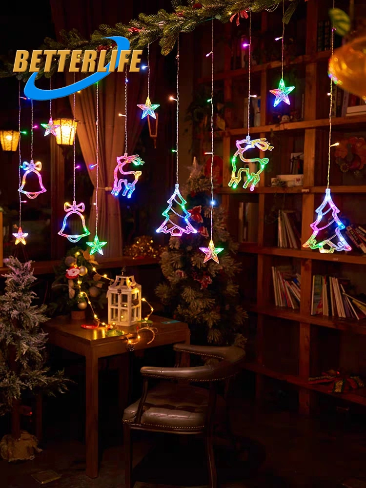 ديكور العيد رمضان يضيء ستار القمر LED الخيالية لعيد الميلاد ضوء 220 فولت شمعة LED ضوء الكريسماس الخارجي
