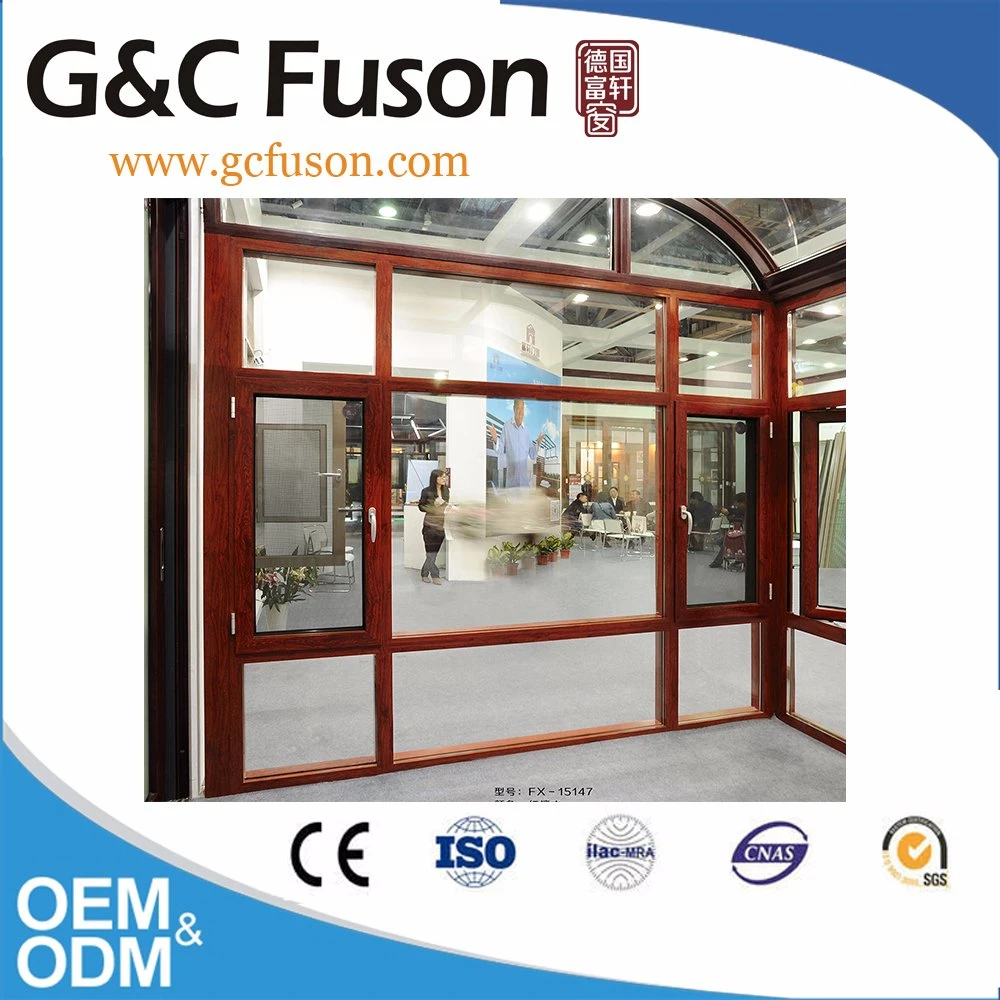 Wooden Grain Safety Aluminum Interior Room Casement Windows