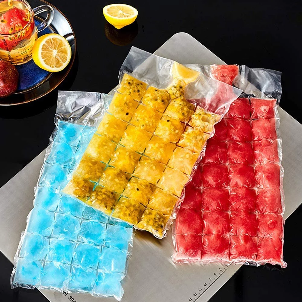 Plastic 24 Grids Self-Seal Freezing Ice-Making Mould Bags Injection DIY Ice-Maker Ice Cube Bag