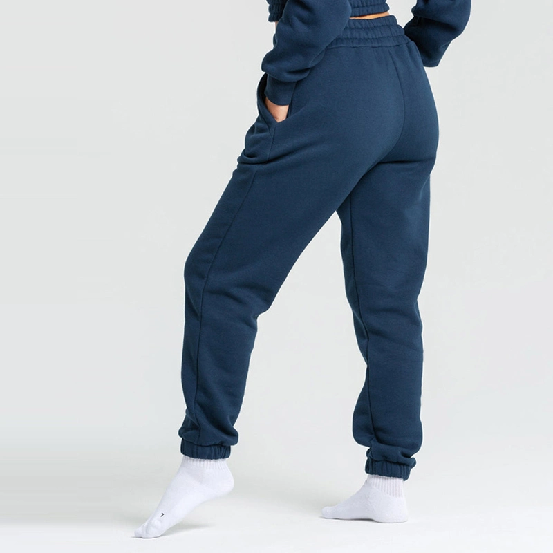 Custom Cotton Polyester Drawstring Waist Two Pockets Women's Fleece Jogger Pants