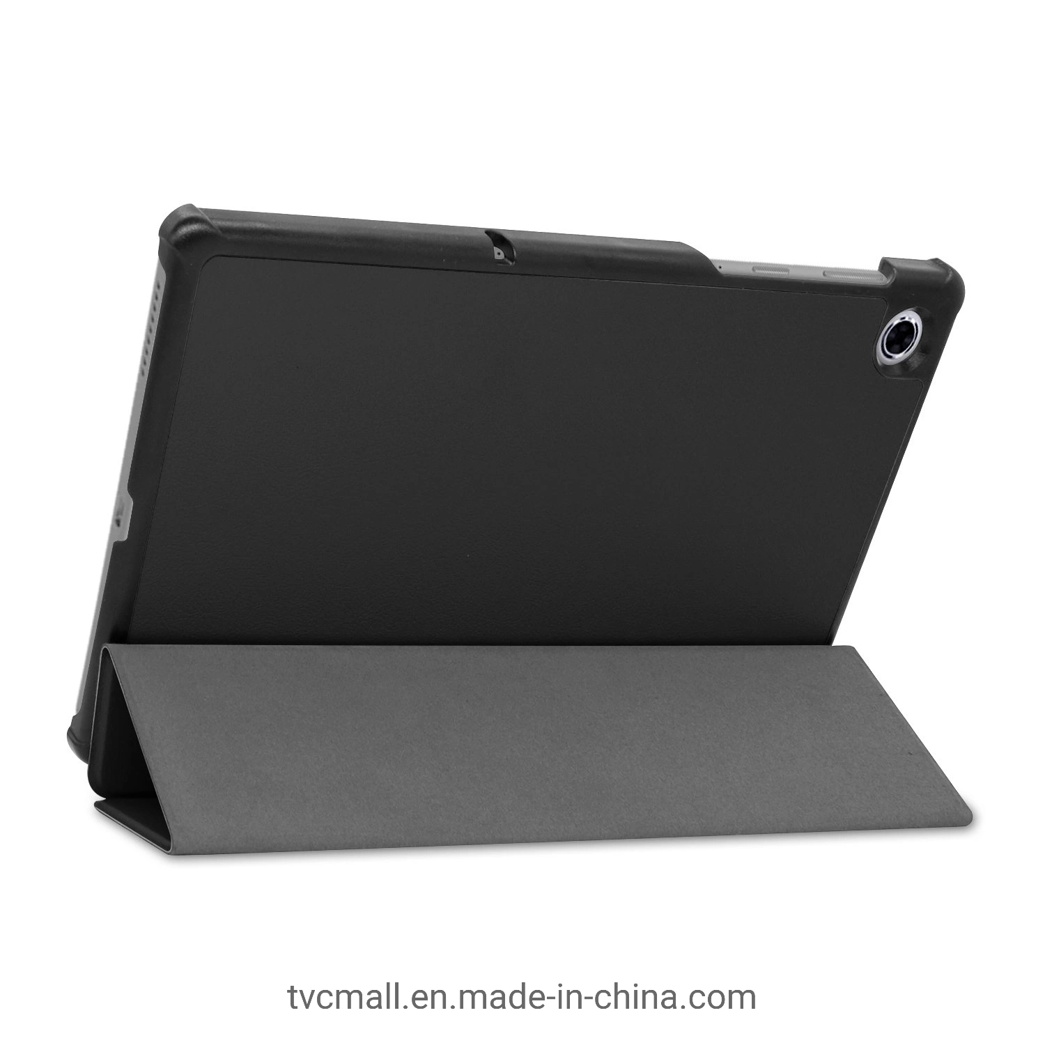 Tri-Fold Leather Stand Case Textured PU Leather + PC Full Protective Tablet Case for Lenovo Tab M10 Plus Tb-X606f