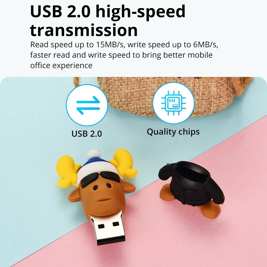 Christmas Cartoon USB Flash Drive USB2.0 Flash Drive 64GB Memory Stick Pen Drive Christmas Gift Pendrive Al Mayor