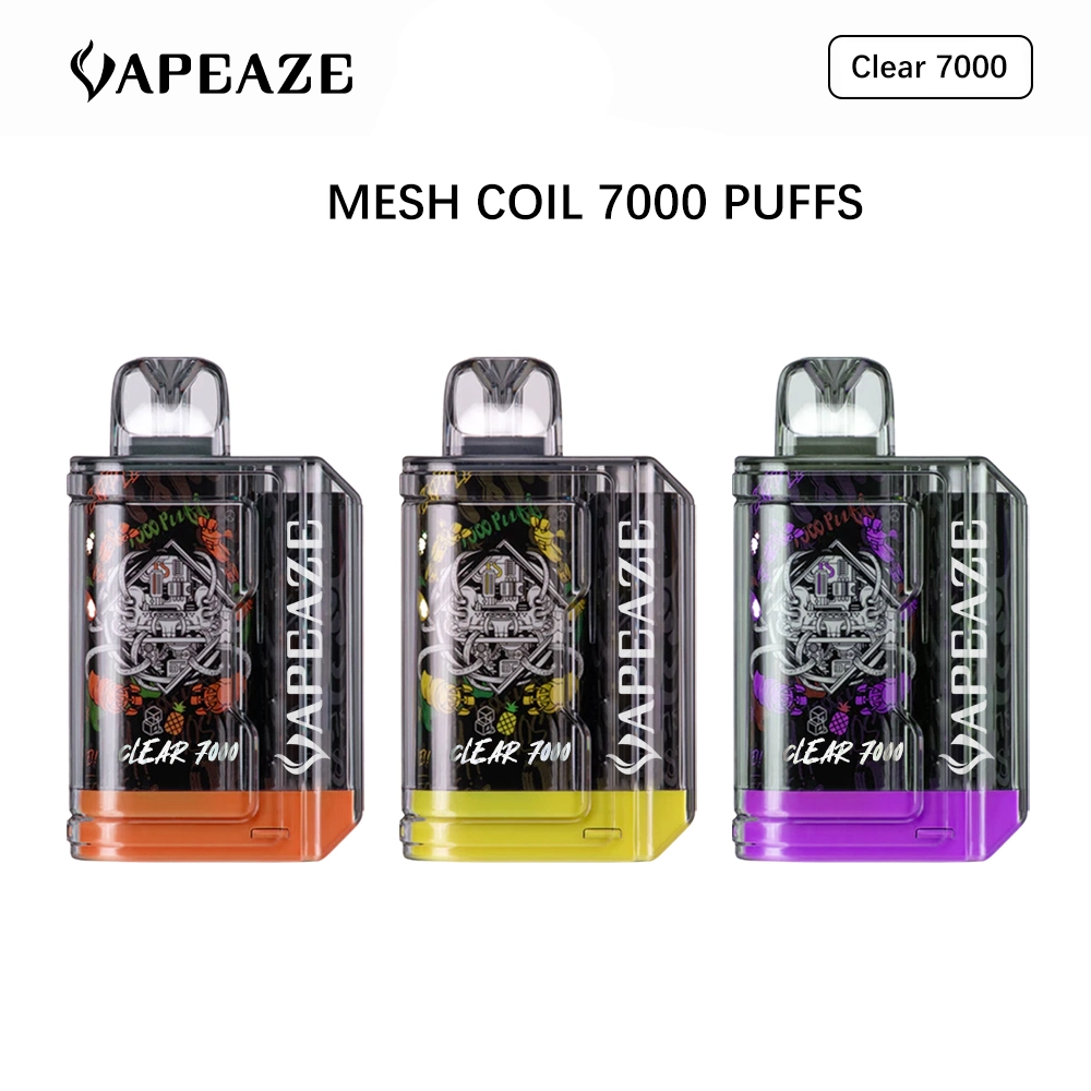 2023 Disposable/Chargeable Vape Pen Clear 7000 Puffs Fruit Air Flowing Elf vape Bar Easy to Use Rechargeable Long Battery Life Vaporizer Electronic Cigar Hookah