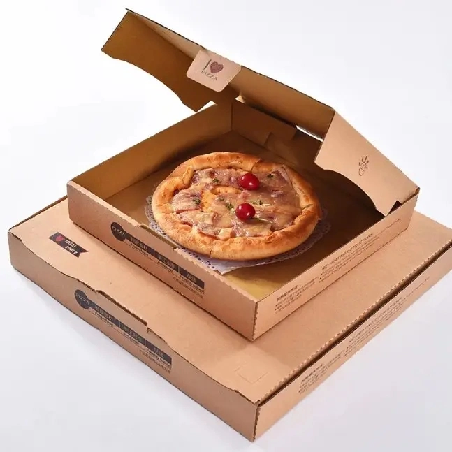 Prix d'usine Boîte à pizza en carton ondulé Emballage Boîte à pizza à emporter Logo personnalisé