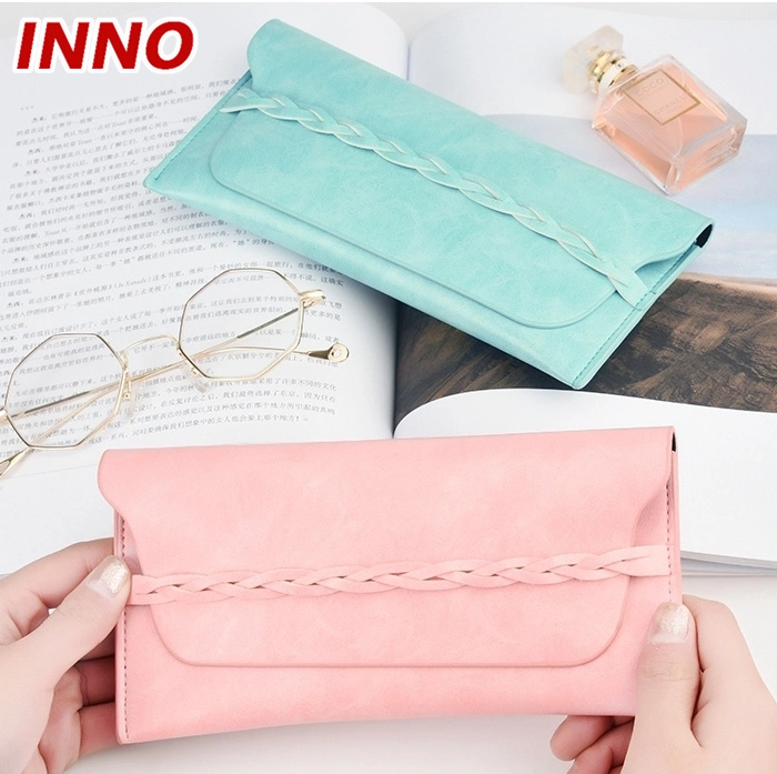 Inno-R020 Factory Wholesale Fashion and Simple PU Leather Braid Ladies Bag Soft Storage Pouch; Free Custom Logo Eco-Friendly