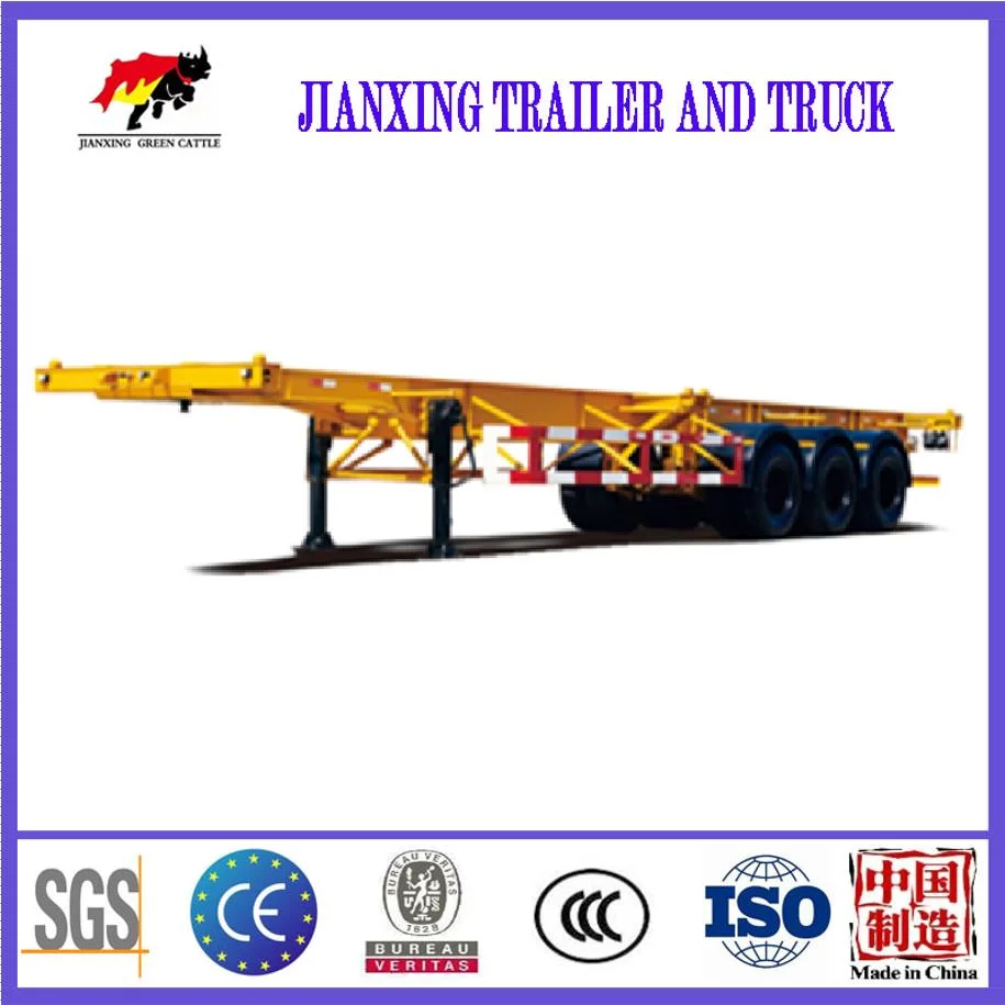 3 Axles 20 FT Towing Small 60 Tons 2 Container Tractor Tandem Chassis Skeleton Semi Trailer for Sale