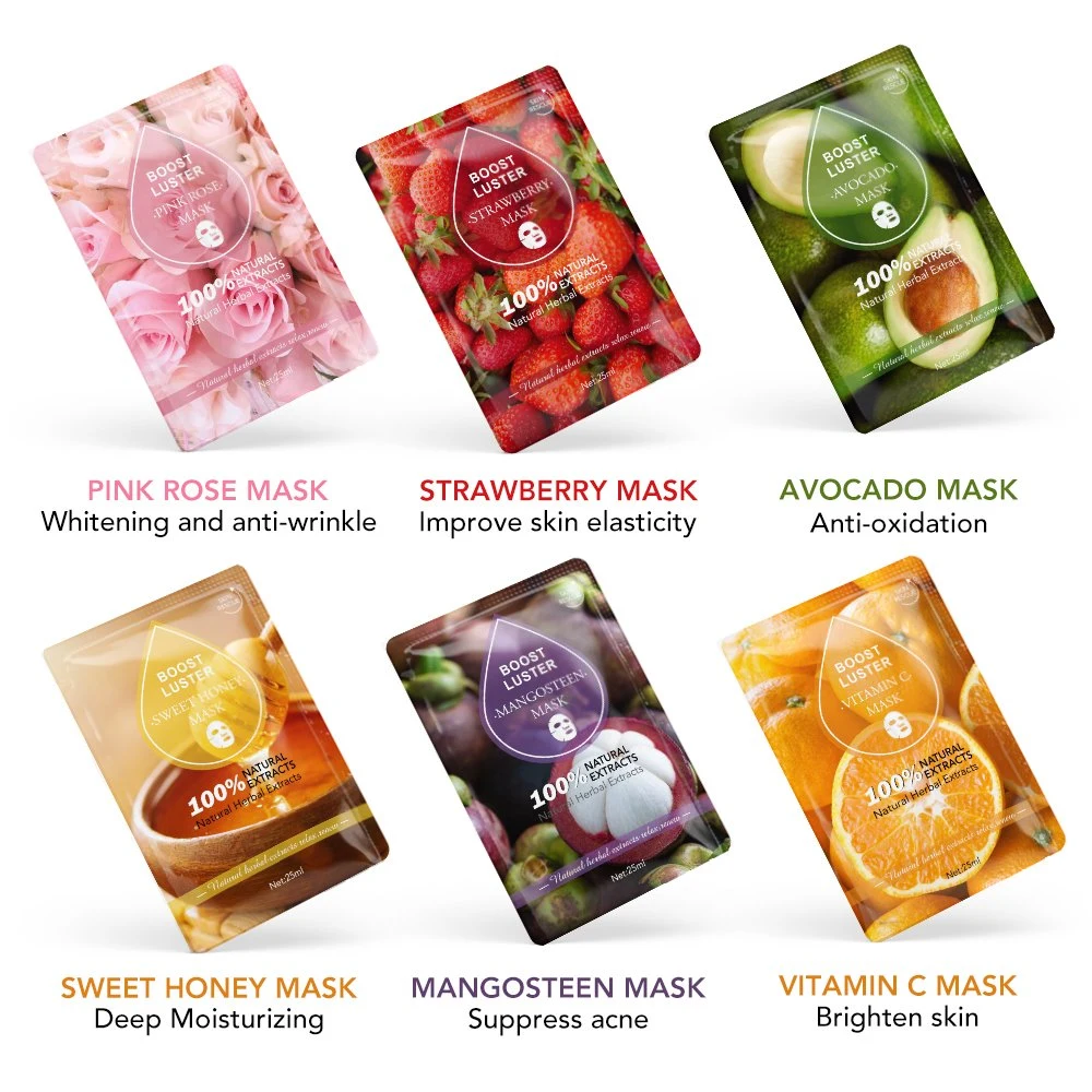 Wholesale/Supplier Avocado Sheet Anti-Wrinkle Skincare 6 Flavors Masks Moisturizing Facial Mask for Dry Skin