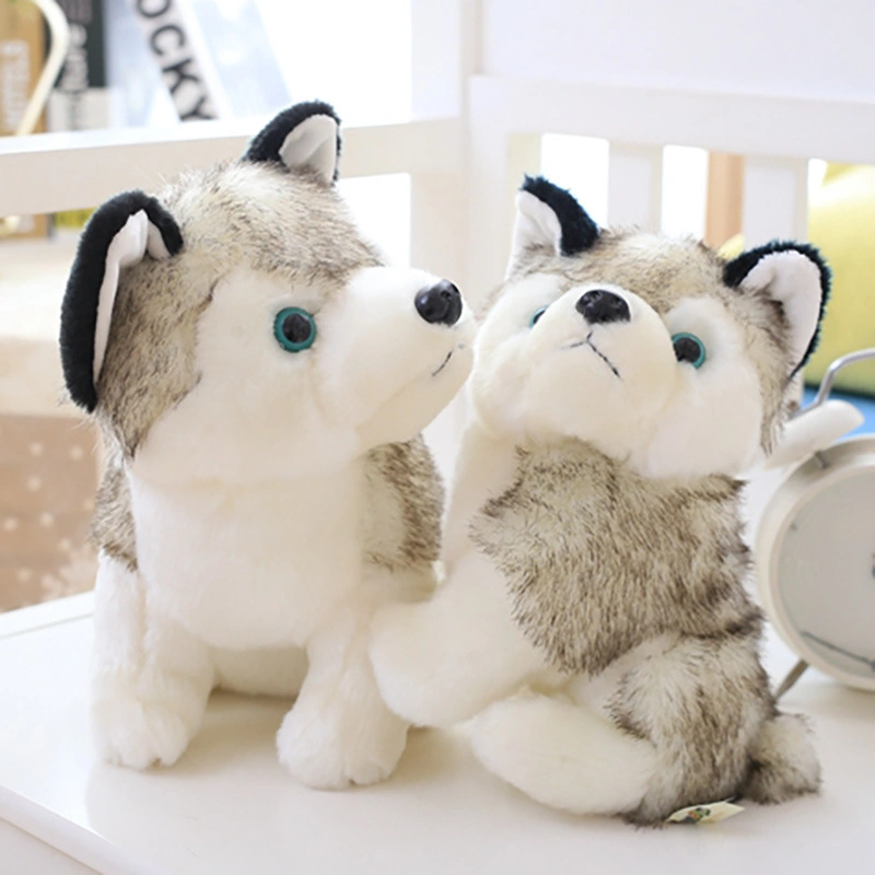 25-50cm Soft Stuffed Peluches Baby Toy Wearing Bell Plush Husky Dog