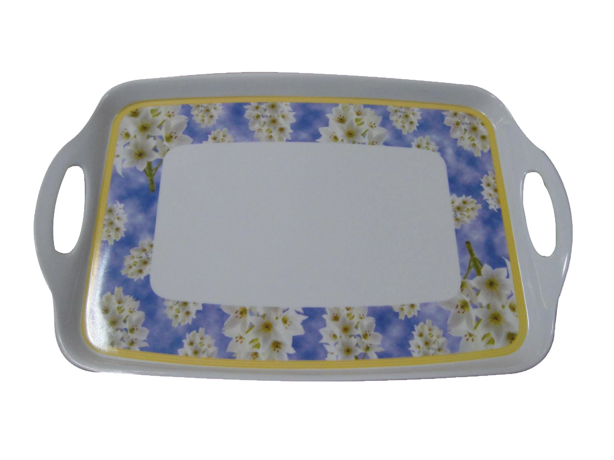 OEM Serving Rectangle Melamine Tray with Handle in Bulk