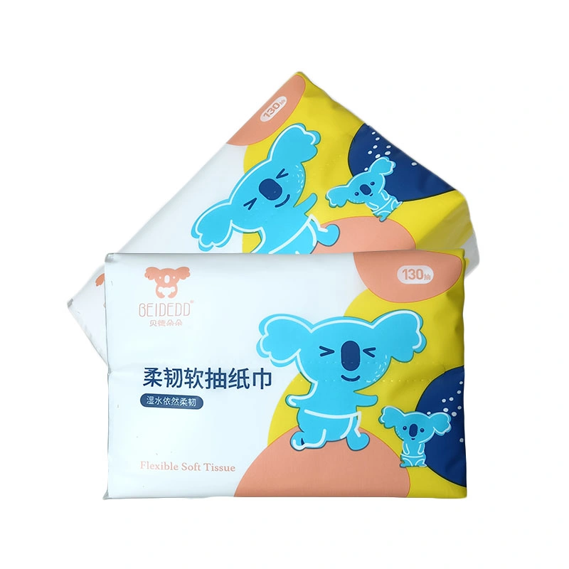 China OEM 130 Draws 3-Layer Original Wood Pulp Facial Cleaning Tissues