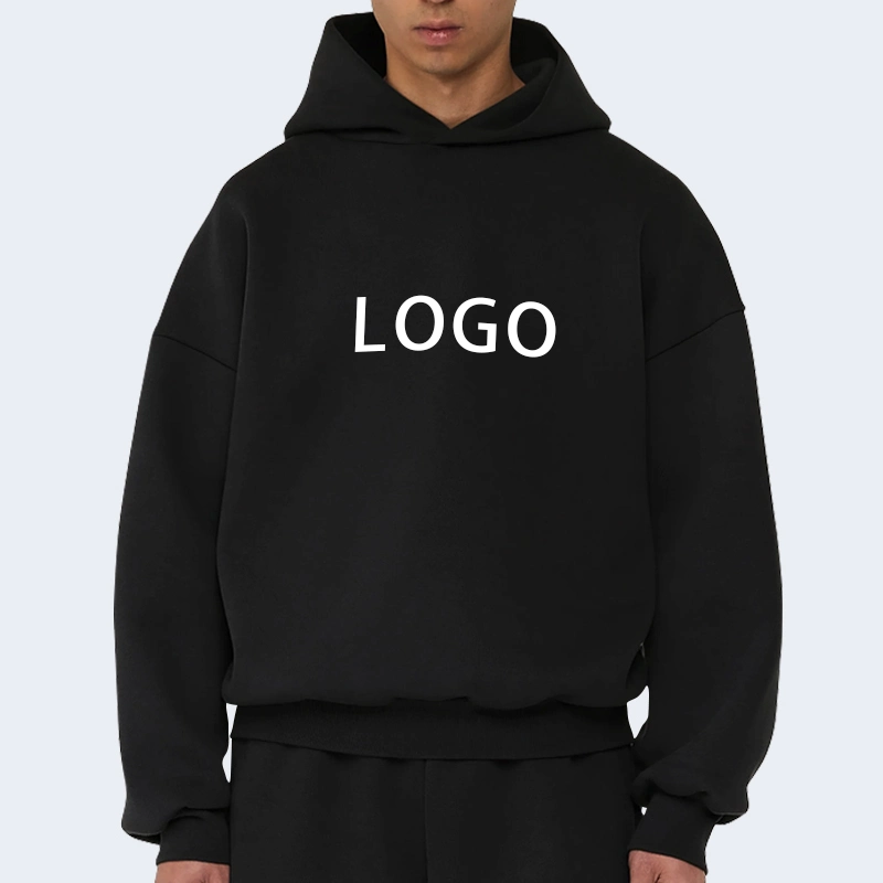 Boxy Unisex Bulk Streetwear Black High Quality 100% Cotton French Terry Heavyweight Blank Cropped Hoodie Men