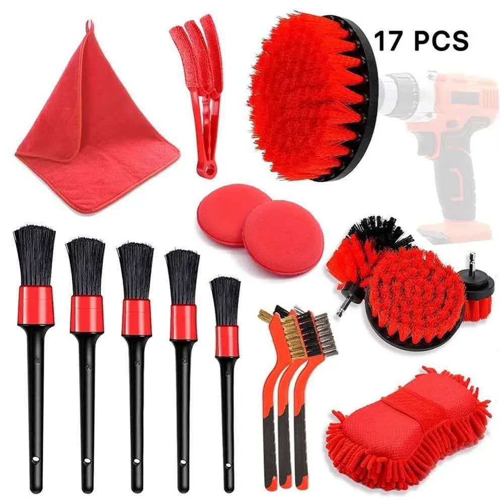 15PCS Car Detailing Brush Set Car Cleaning Kit for Wheels Engine Console Dashboard Air Vent Leather(Detail Brushes Wheel Brush