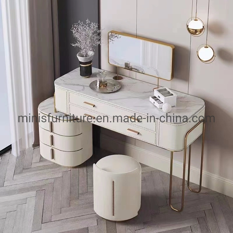 (MN-DR25) Chinese Factory Preis Hotel / Home Schlafzimmer Dresser Möbel Grau / Weiß Dressing Tisch/Spiegel/Hocker