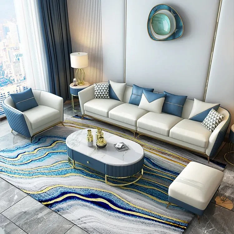 Luxus-Nappaleder Sofa-Set Wohnzimmer Modernes Leder Sofas Möbel