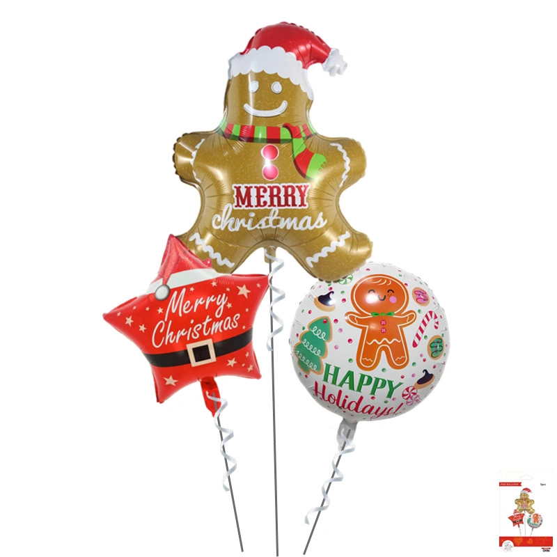 Cartoon Christmas Hat Bell Gift Box Aluminum Foil Balloon Set Christmas Background Decoration