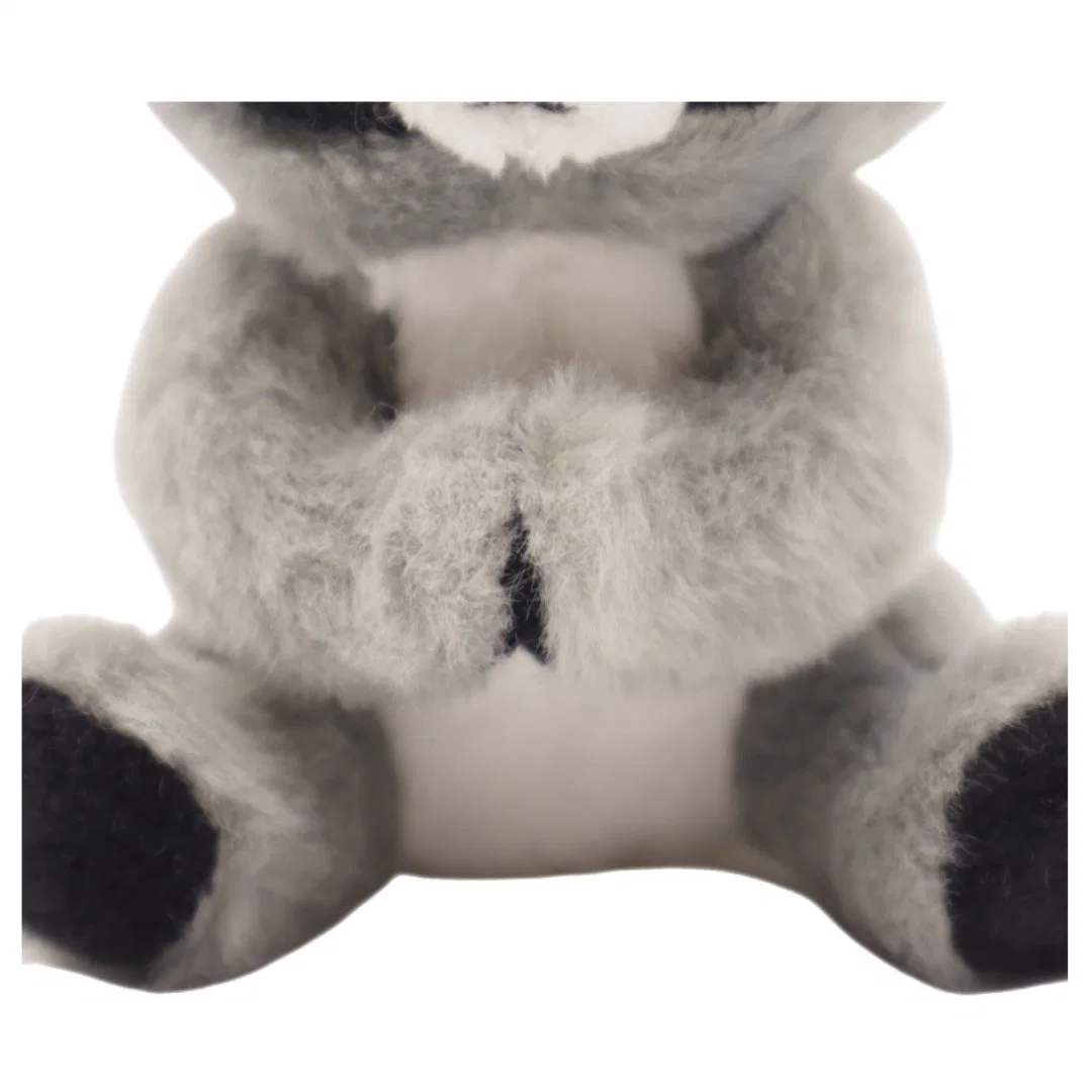 Wholesale/Supplier Lovely Plush Toys Custom Cute Animal Praying Rancoon Short Clip Keychain for Bag 13cm Grey Soft Stuffed Backpack Key Ring Key Chain