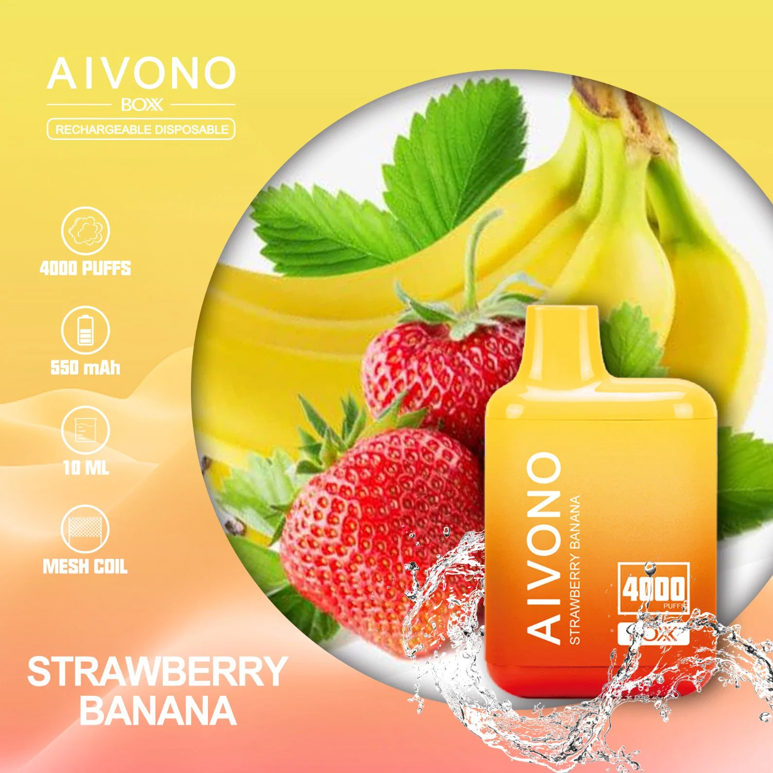 Aivono Cigarette électronique jetable rechargeable en gros d'usine Aim Boxx 4000 bouffées 10 saveurs OEM