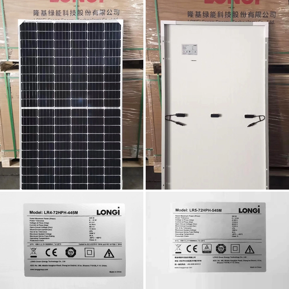 China Fabricante Longi Solar Panel Hi-Mo 6 550W 560W 585W 590W 600W 450W módulos fotovoltaicos de doble vidrio Bifacial