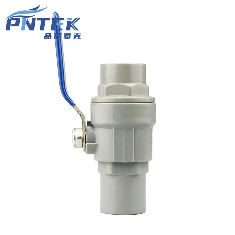 Pntek 3 Way Grey Body Stainless Steel PVC Ball Valve