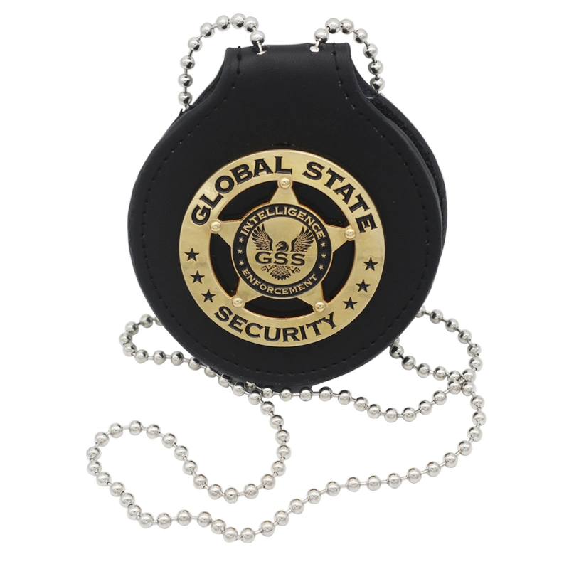 Grabado láser personalizado de placa de policía de metal con hebilla pasador de seguridad independientes