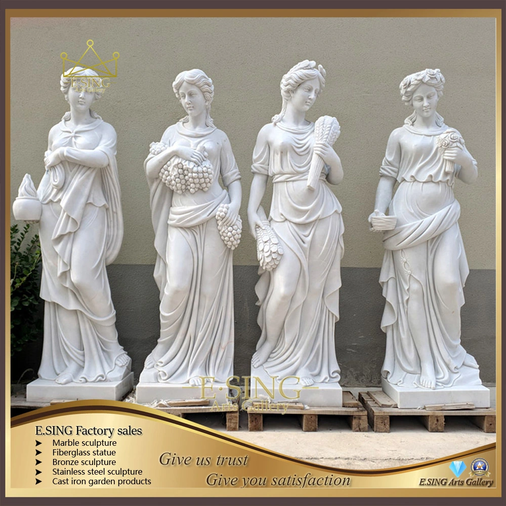 Famous Design Hand Carved Beige Marble Stone Statue Four Season Gods Sculpture