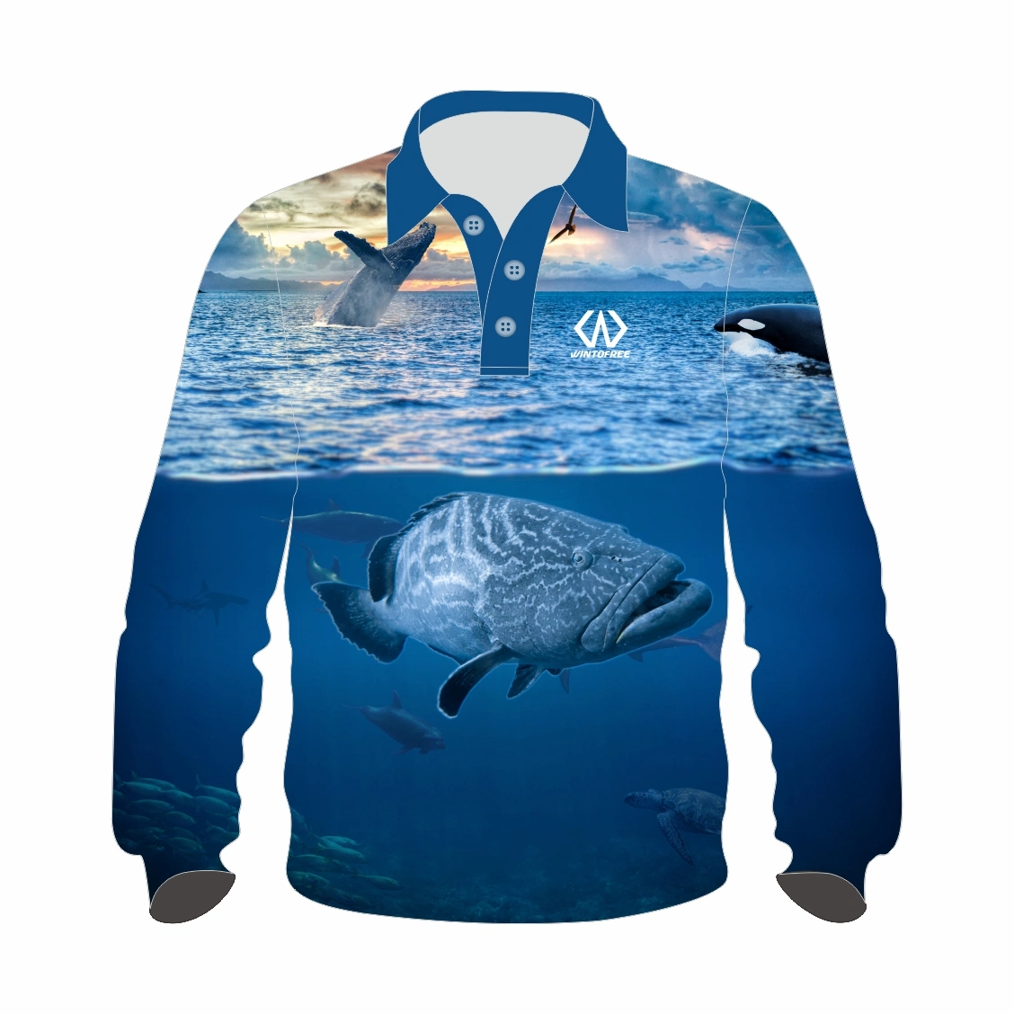 Custom Long Sleeve Polo Fishing Wear for Club Team Sports Wear Fishing Wear Realtree