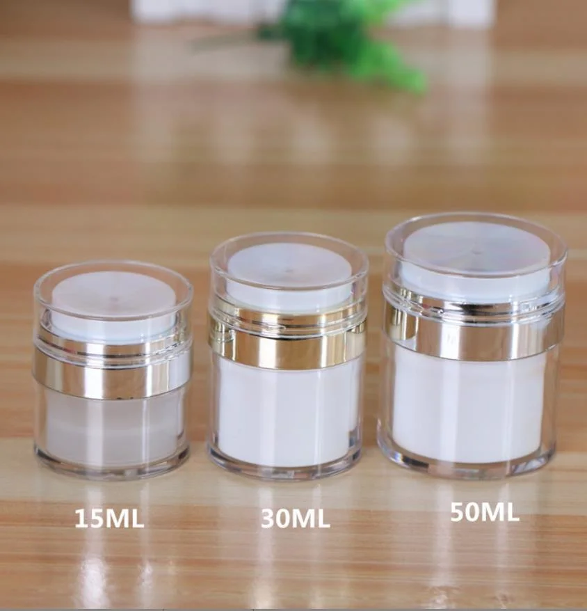 Bouteille sans air bouteille sans air cosmétique presse cosmétique sous vide crème émulsion Pots 15ml 30ml 50ml 1oz 2oz Press pompe à crème sans air Récipient