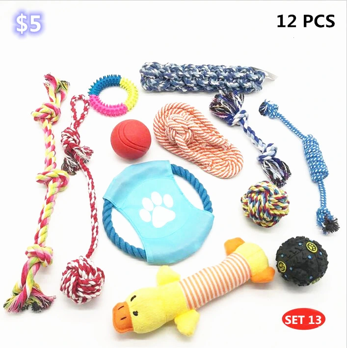 Pet Supplies Dog Cotton Rope Toys Grinding Teeth Colorful Bite Combination Set Wholesale/Supplier