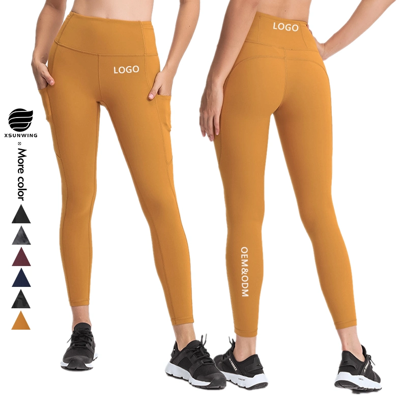 Xsunwing Wholesale/Supplier Custom Tracksuits Yoga Legging Gym Workout Seamless Hip Lifting Training Tight Sports Running Pant Hip Raising Fitness Athletic