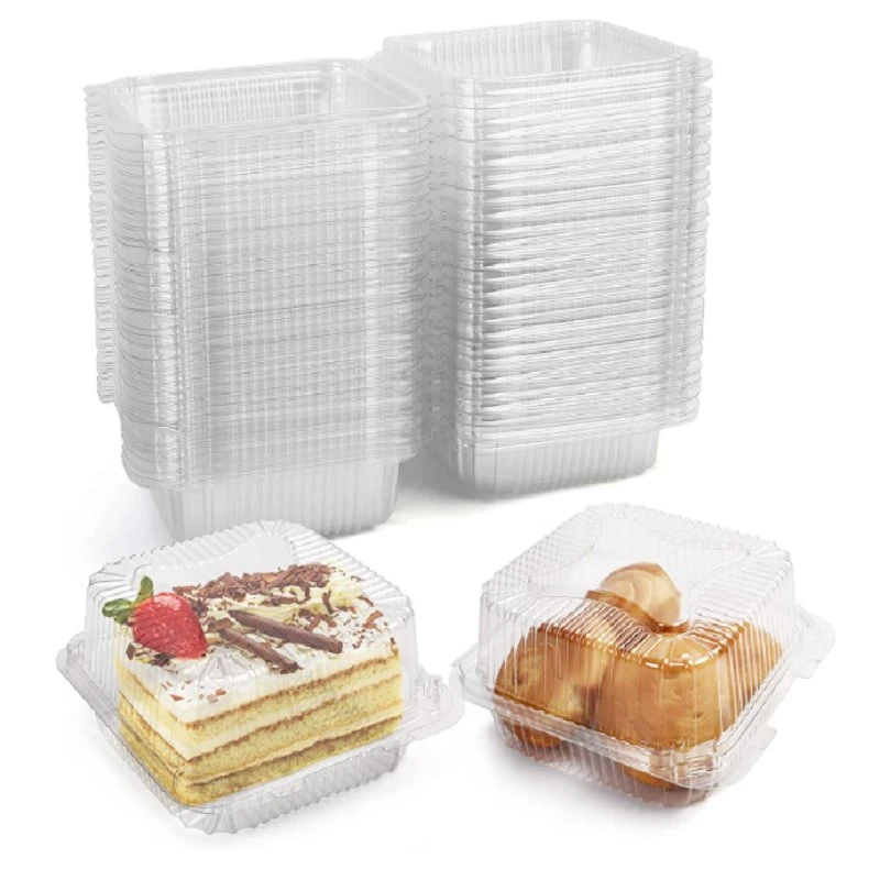 5 X 5 Inch, 125PC Clear Hinged Plastic Togo Containers with Lids, Disposable Takeout Boxes for Salad, Cake, Sandwich, Pasta Clamshell Food Containers