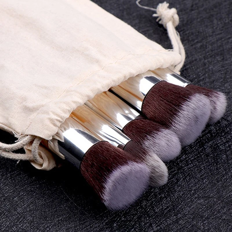 11PCS Bamboo Makeup Brushes with Canvas Bag Popular Kabuki Brushes Synthetic Fiber Cosmetic Brushes Set