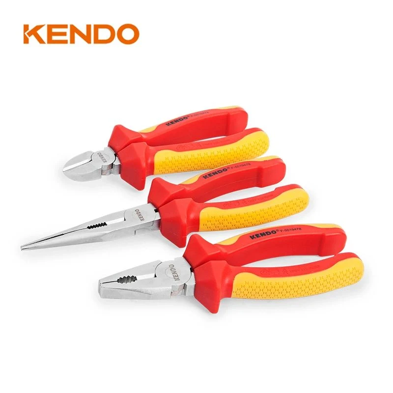 Kendo Heavy Two Color Insulated Handles Plier Set with Slip Guards for Extra Comfort and Safety.