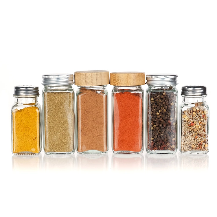 Free Sample 4 Oz Transparent Storage Bottle Spice Bottles with Bamboo Lid