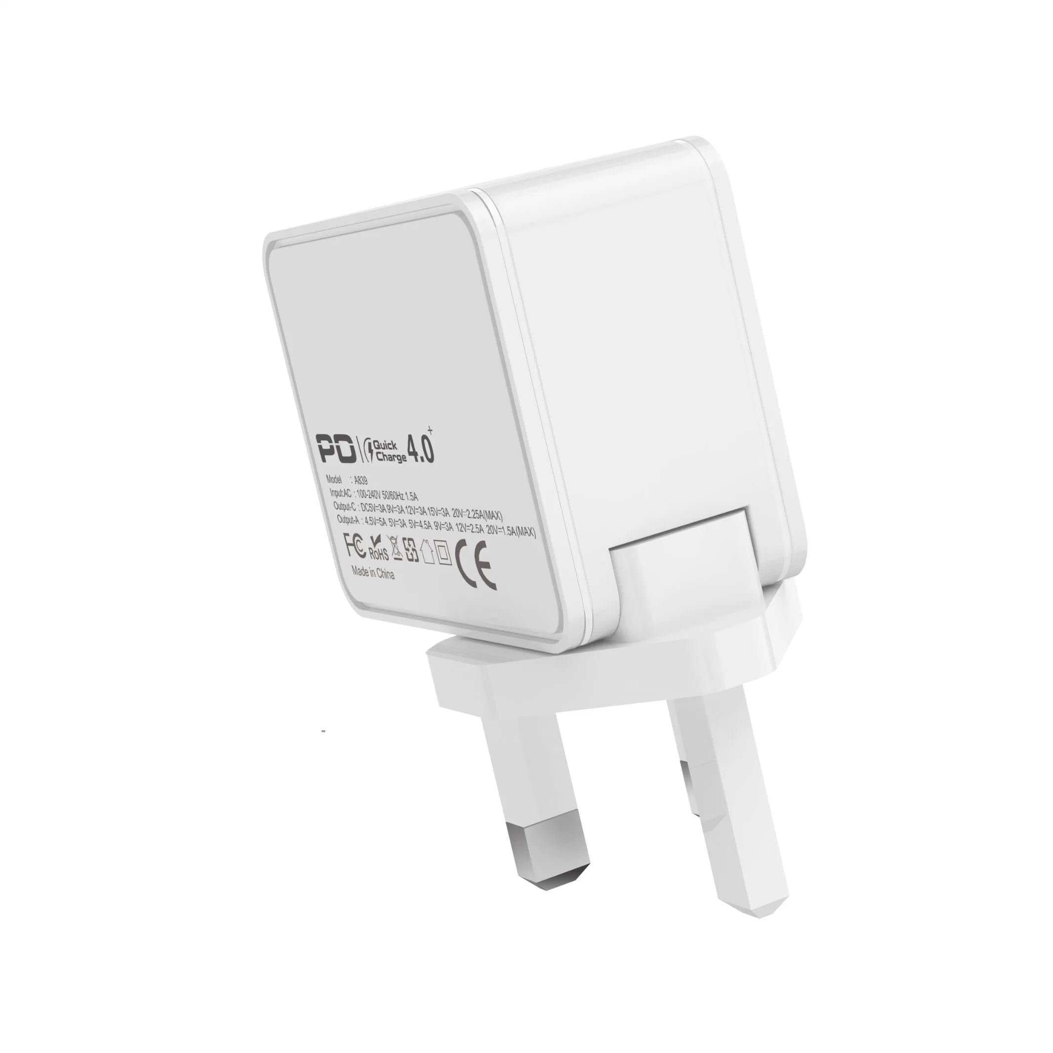 45W Super Rápido Adaptador de Carga Us/Cn/en/Enchufe de la UE de doble puerto de viaje portátil tipo C y soporte de cargador USB cargando el ordenador portátil y los teléfonos inteligentes