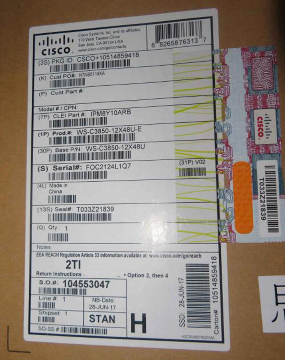 Cisco Ws-C3850-48xs-E Cisco Catalyst 3850 48 Port 10g Fiber Switch IP Services Ethernet Switch