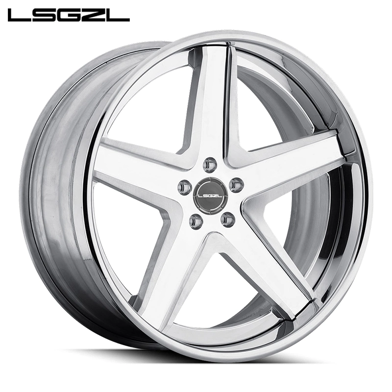 Lsgzl Customize 2 Piece 22 24 26 28 Inch Magnesium Alloy 5X114.3 5X130 Wheel Rim 5 Spokes for Luxury Car