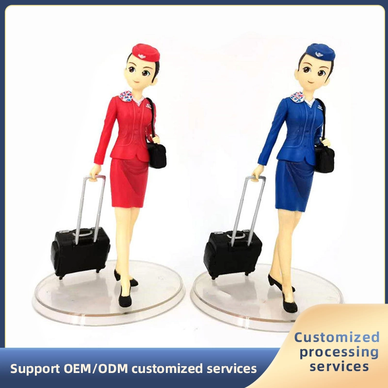 Customized Airline Stewardess Stly Air Hostess Red PVC Plastic Toy for Memorials Collection