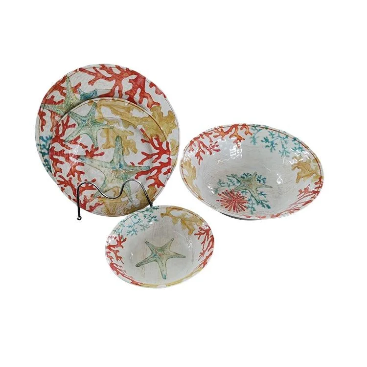 Made in China Kitchen Wares Melamine Tray Tableware 4PCS Round Melamine Ware