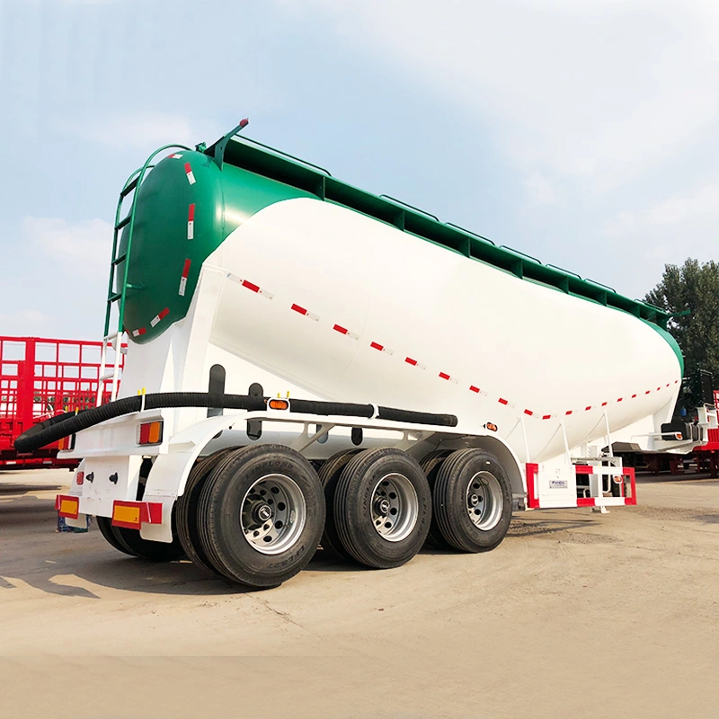 3 ESSIEUX Promotional 35m3 pétrolier de ciment sec silo d'alimentation semi-remorque de la chaux 40cbm Silos en vrac camion transporteur avec moteur Diesel