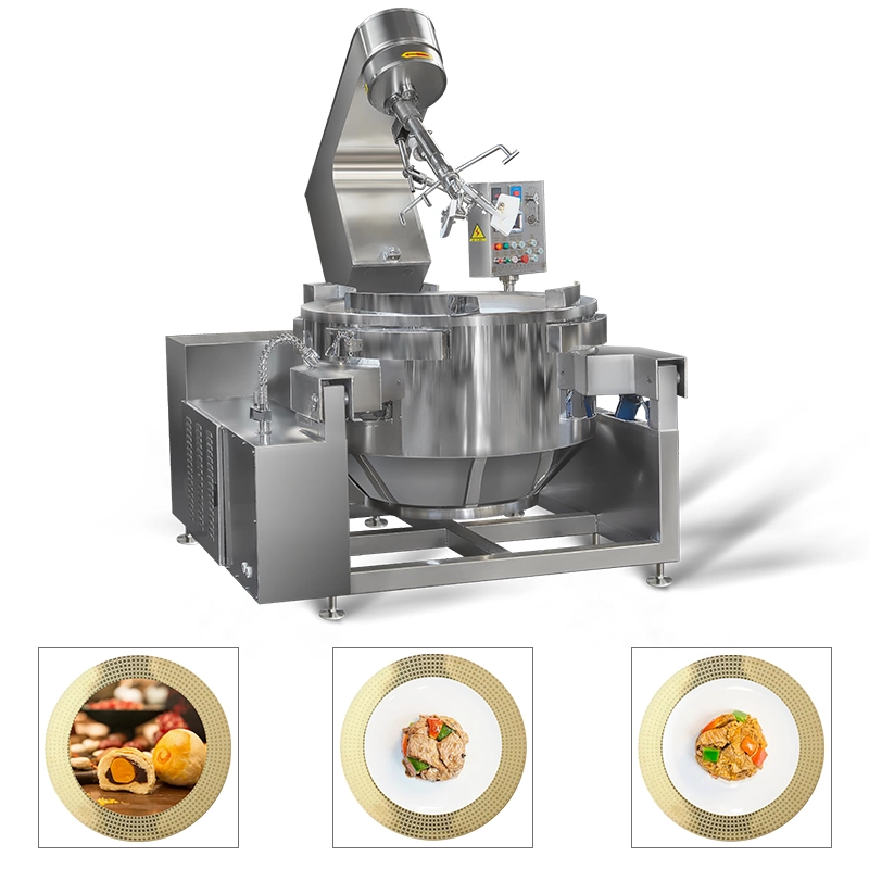 China Big Industrial Comercial automático Multi Planetario inclinable Curry Chili Mezcla de pasta de frijoles haciendo vapor eléctrico Kansa Salsa de barbacoa Equipo de cocina