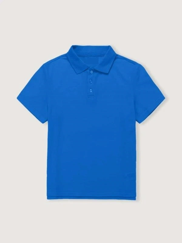 Children&prime; S Polo Shirt Super Quality 100% Cotton Solid Blue Color Blank Short Sleeves Polo Shirt Kids Uniform T Shirt