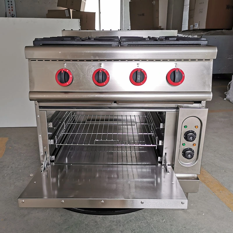 La gama 4 quemador de gas de cocina con horno de gas comercial equipamiento de cocina