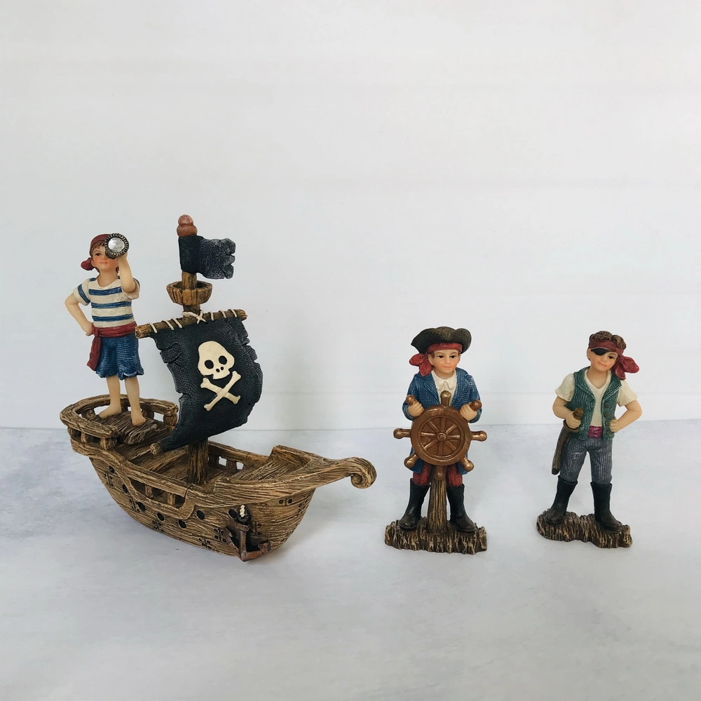 A resina pouco Pirate Captain Boy Figurine Fadas Miniatura Kit Jardim Factory fornecimento directo