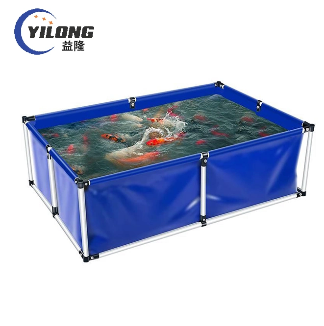 Fish Breeding Customized Steel Frame PVC Reinforced Tarpaulin Portable Rectangle Rectangular Water Tank 500 Liter