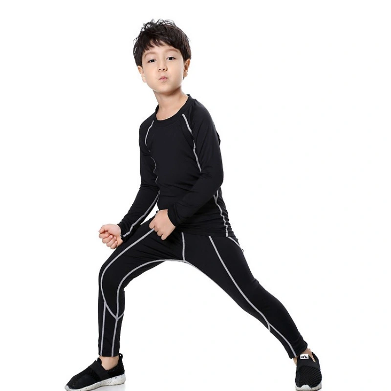 Children's Fitness Set Basketball Leggings Running Training Elastic Warm Tights Sports Suit